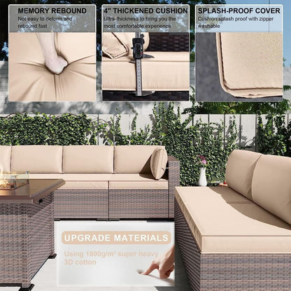 13 Piece Outdoor Patio Furniture Set with Fire Pit