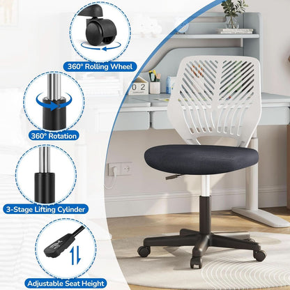 Dark Gray Ergonomic Adjustable Desk Chair Lumbar Support