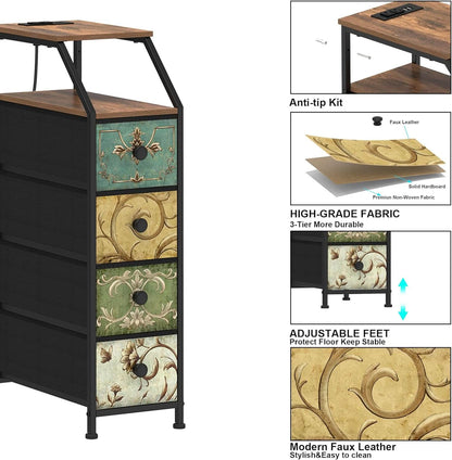 Narrow Tall Dresser With Integrated Charging Station
