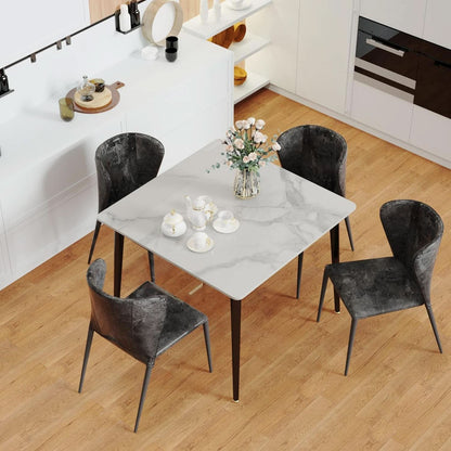 32 Inch Sintered Stone Dining Table With Black Legs