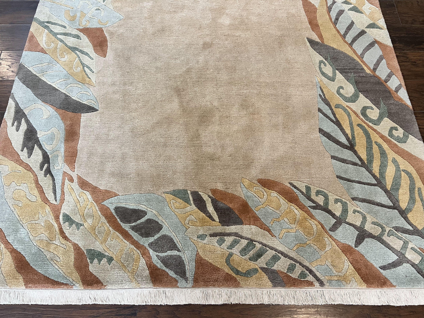 Modern Tibetan Rug 7x10, Soft Wool, Tufenkian Style Carpet, Tibet Nepali Rug, Open Field, Handmade Wool Rug
