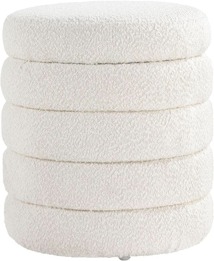 Round Ottoman With Hidden Storage And Cushioned Top