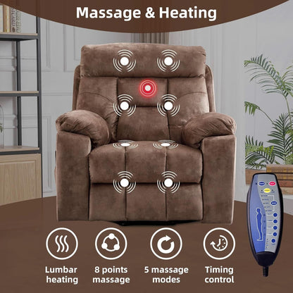 Large Power Recliner With Massage And USB Charging