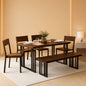 63 Inches Luxurious Farmhouse Dining Table Set Walnut