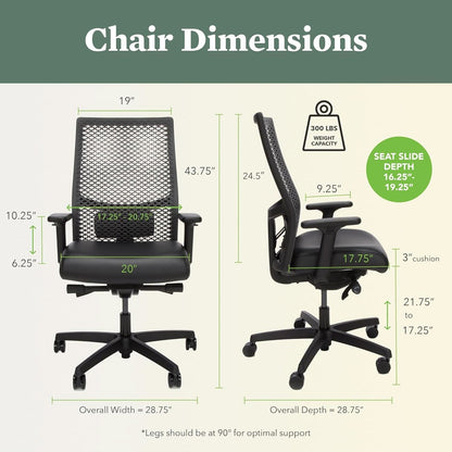 Ignition Two Point Zero Ergonomic Office Chair Adjustable Lumbar Support Black