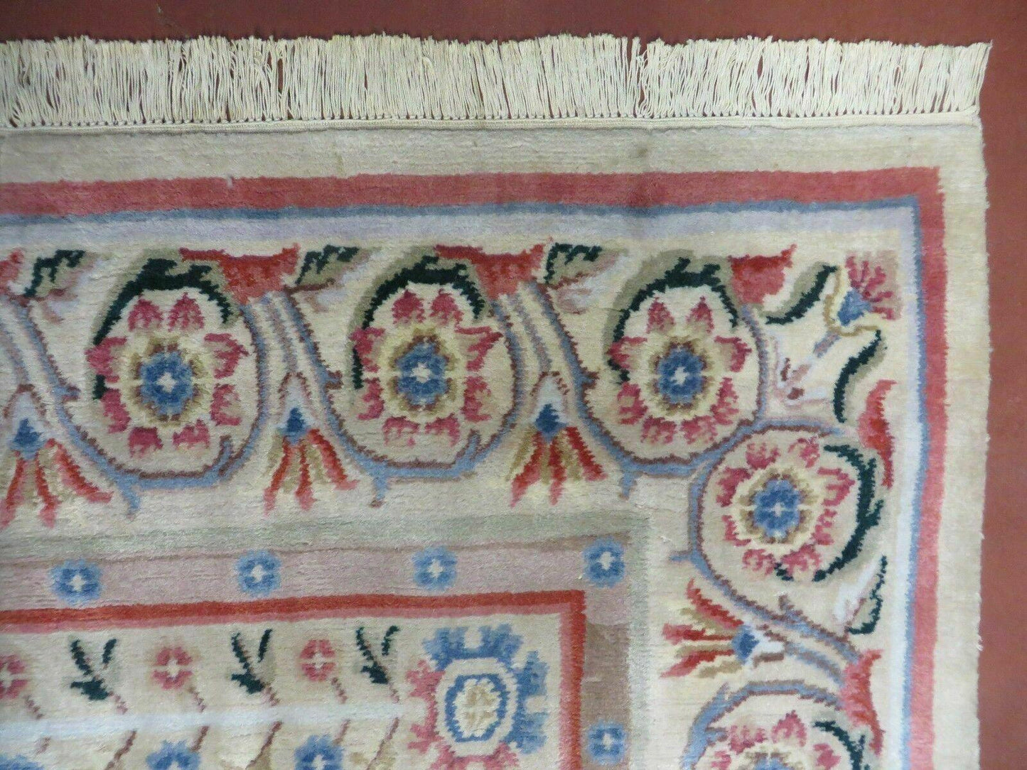 8' X 10' Vintage Handmade Wool Rug Aubusson Savonnerie Design European Nice