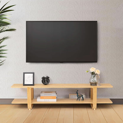 Bamboo TV Stand For 65 Inch TVs With Shelves And Storage