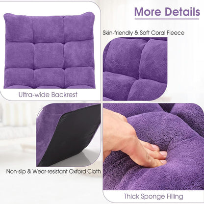 Purple Floor Chair With Back Support 14 Position Adjustable