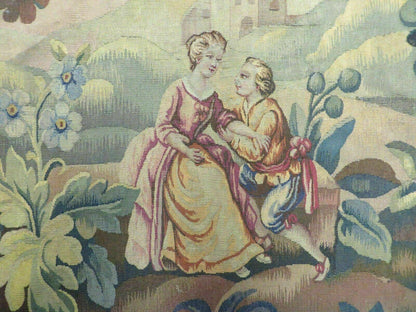 Antique French Tapestry 5x6 French Handmade Aubusson Nature One Of A Kind Rare