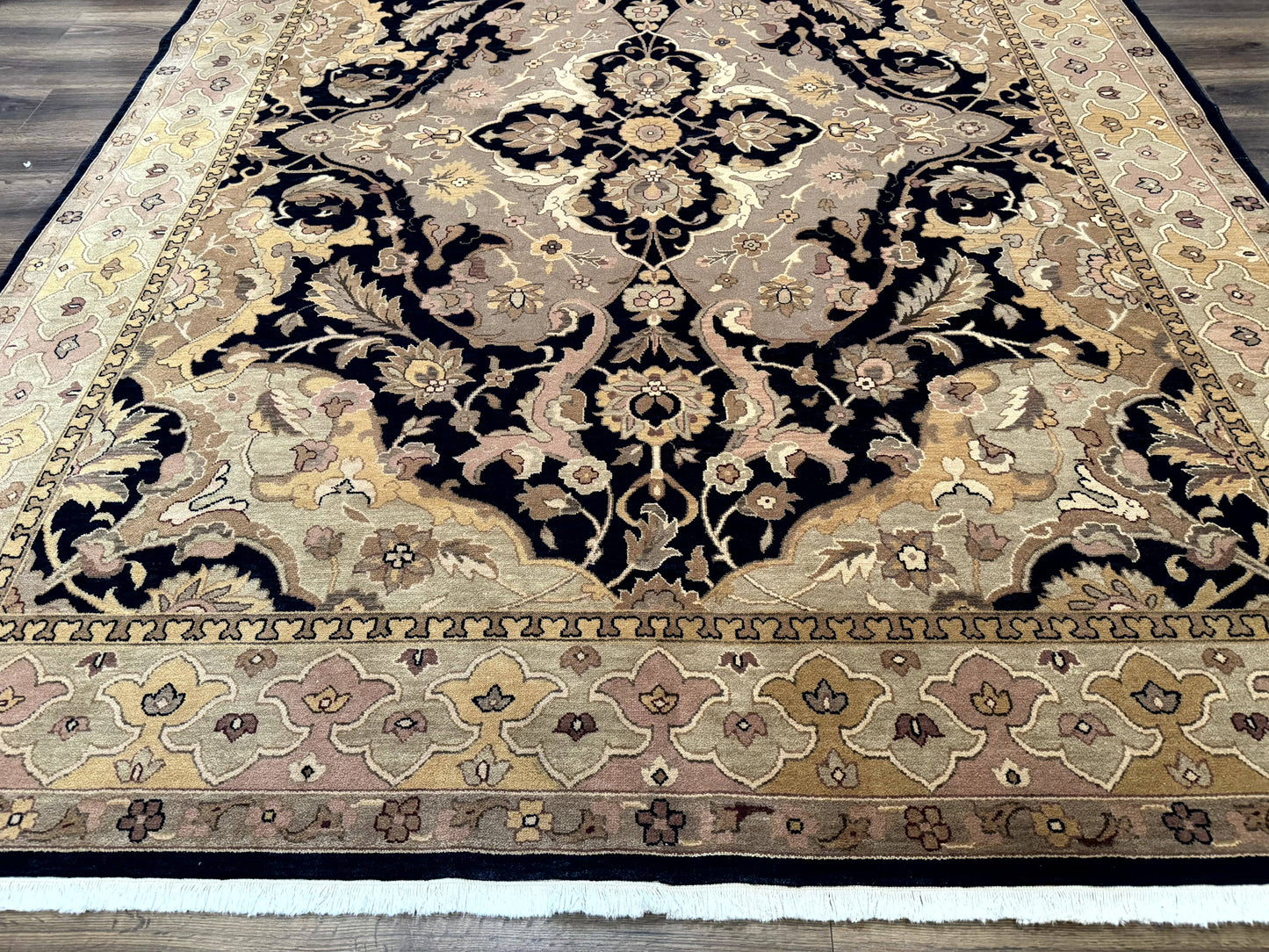Handmade Wool Rug 8x10, Black & Dark Beige, Nourison, Traditional Rug