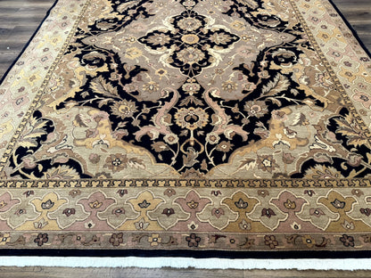 Handmade Wool Rug 8x10, Black & Dark Beige, Nourison, Traditional Rug