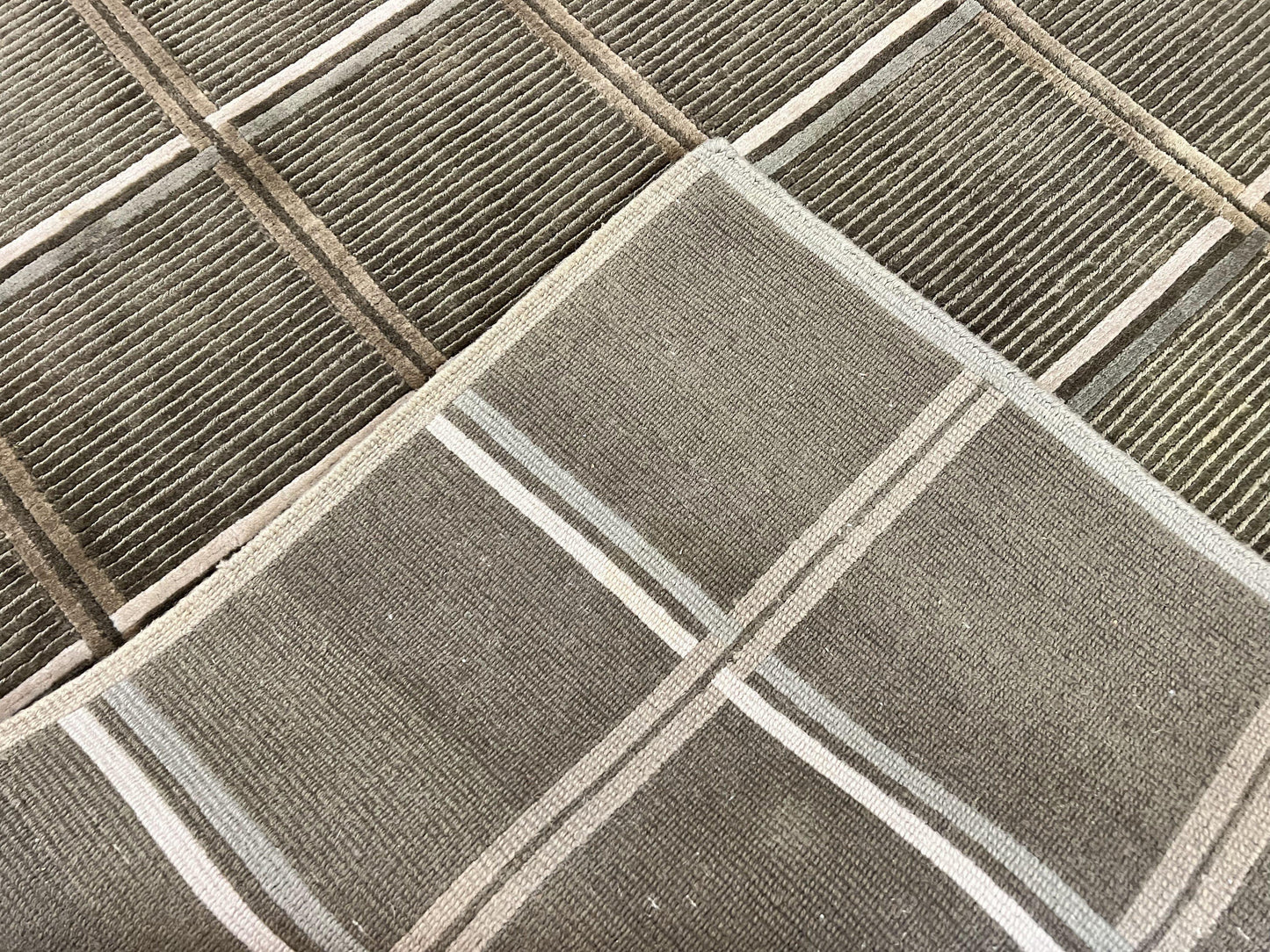 Tibetan Rug 4x6, Green Wool Handmade Area Rug 4 x 6, Panel Design, Modern Contemporary