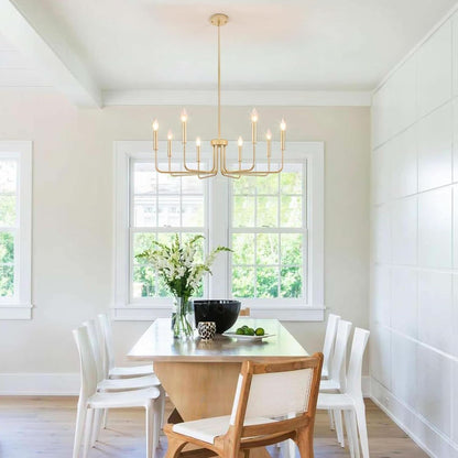 Gold Farmhouse Chandelier 8 Lights for Dining Room