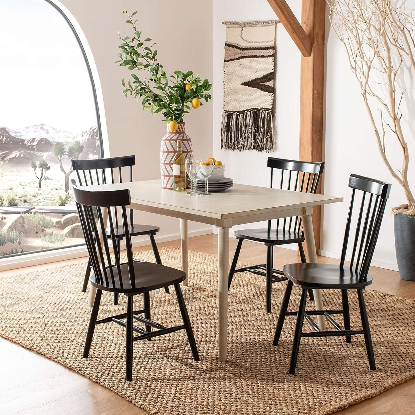 Parker Spindle Windsor Dining Chair Set Of 2 Black 17 Inch