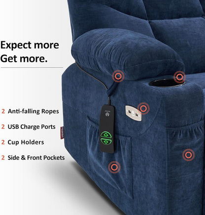 Power Lift Recliner Chair Navy Blue With Extended Footrest