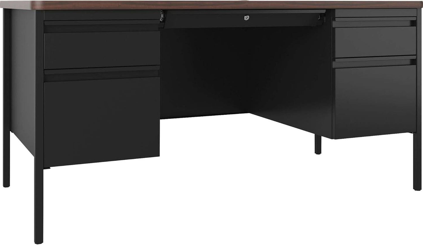 Fortress Series Walnut Top Teacher's Desk With Storage