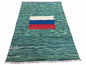 Sea Green Kilim Area Rug, White Blue Red Stripes, Russian Flag Rug, Flatweave Hand Knotted Carpet, Turkish Carpet, Wool, New, 5' 6" x 7' 10"