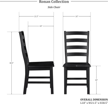 Black Dining Chairs Set Of 2 With Solid Wood Legs And Footrest
