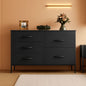 Charcoal Black Fabric Dresser With 5 Drawers For Bedroom Storage