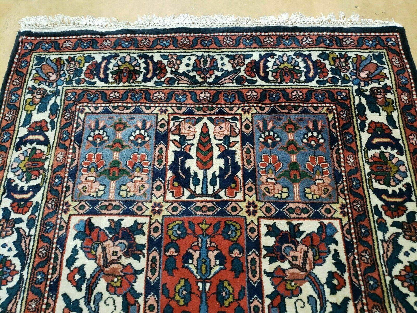 4' X 6' Vintage Handmade Indian Panel Design Wool Rug Veg Dyes