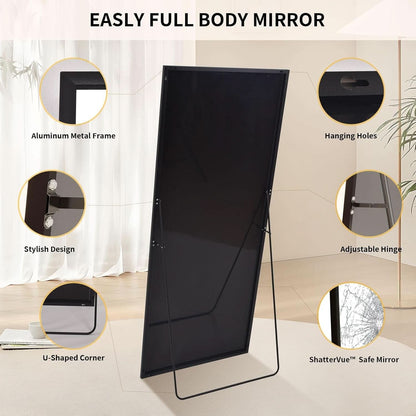 Full Length Mirror With Stand 34x76 Aluminum Frame
