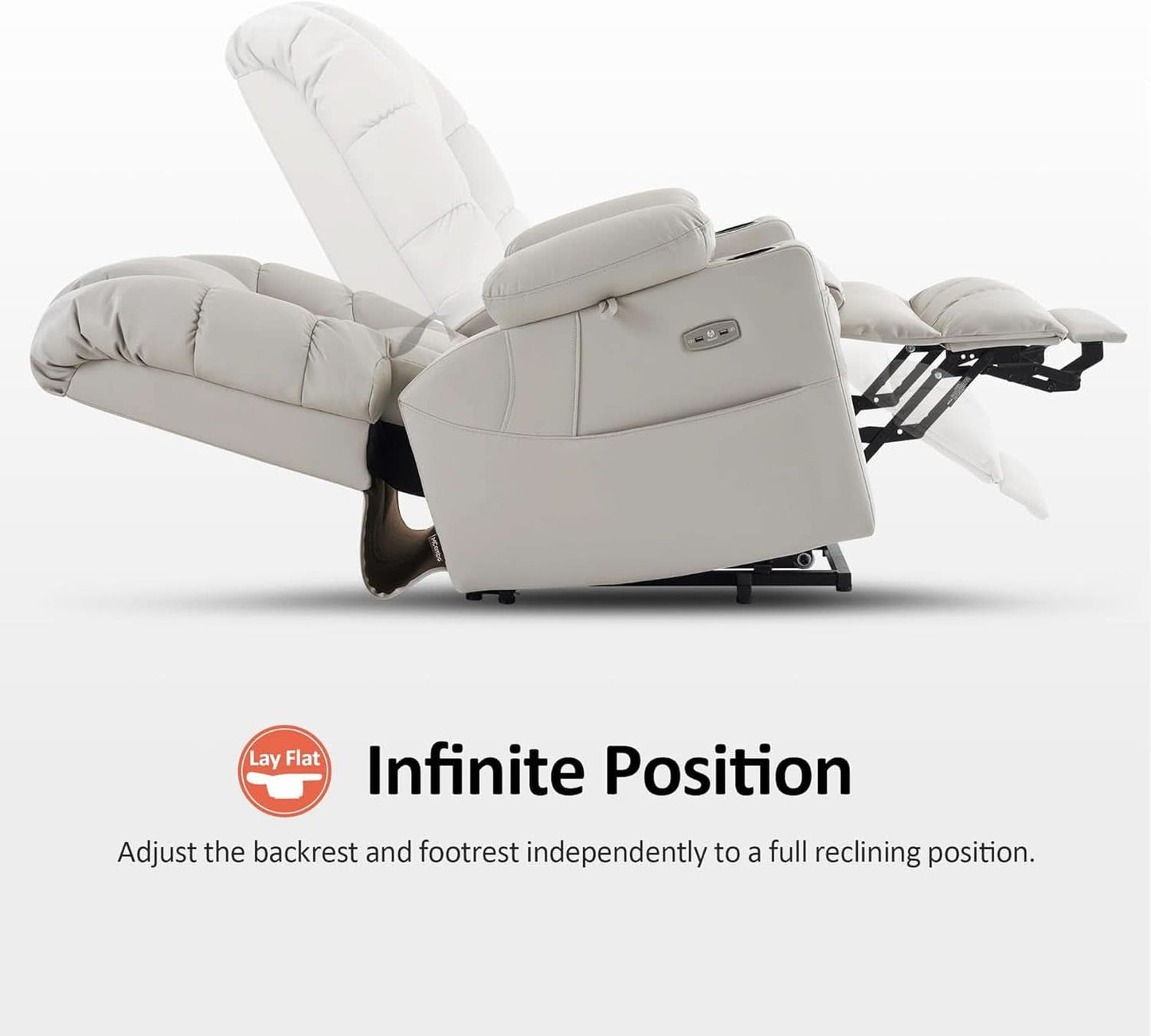 Large Dual Motor Power Lift Recliner With Massage And Heat