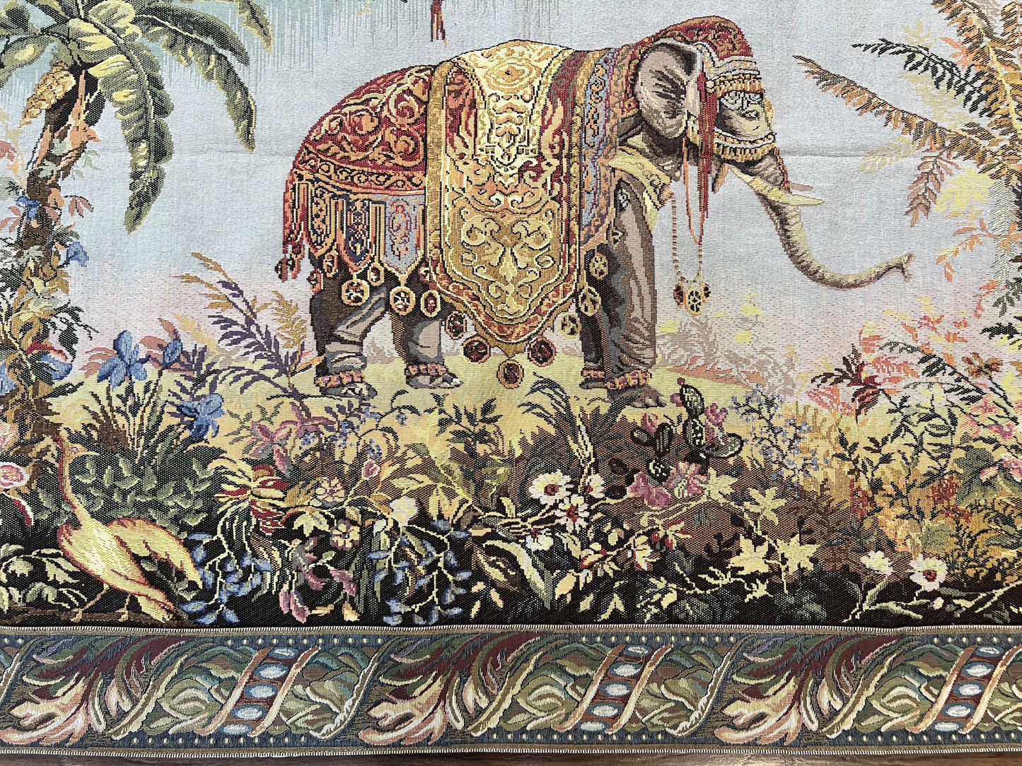 Vintage Tapestry 4 x 5.6, Adorned Elephant Pictorial