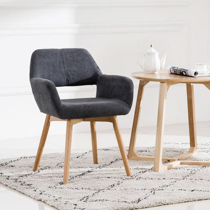 Charcoal Upholstered Armchair Mid Century Modern Wood Legs