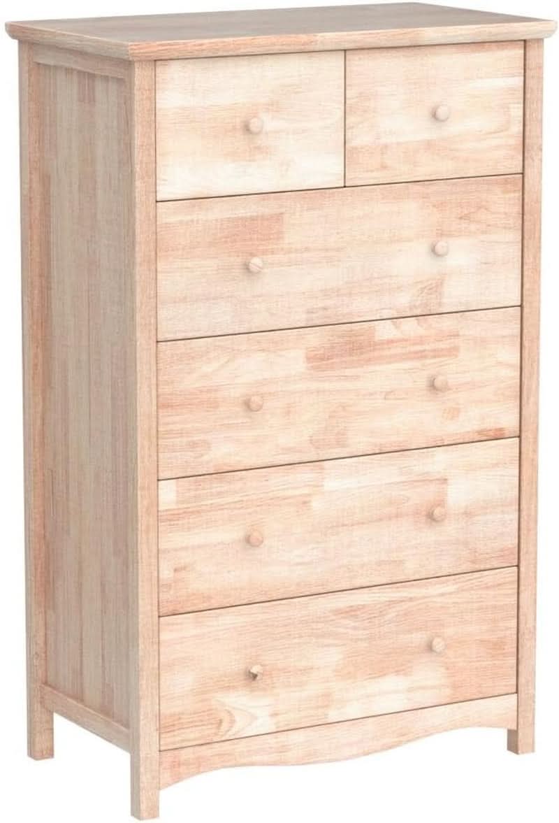 Unfinished Rubber Wood Six Drawer Dresser For DIY Finish