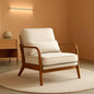 Beige Linen Fabric Mid Century Upholstered Accent Chair