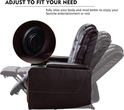 Power Recliner Chair With USB Ports And Cup Holders Brown