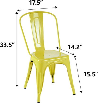 Stackable Yellow Metal Dining Chair 18 Inch Kitchen