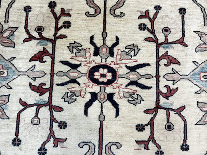 Peshawar Rug 10x14, Beige and Rust Red, Large Pak Persian Rug, Pakistani Rug