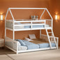 Solid Wood Twin Over Full Bunk Bed White With Guardrails