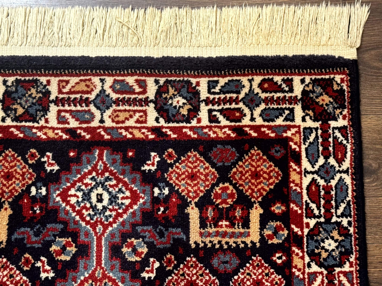 Small Karastan Rug 3x4, Yuruk Collection, Wool, Tribal, Geometric, Navy Blue