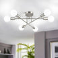 Six Light Sputnik Chandelier Brushed Nickel Fixture