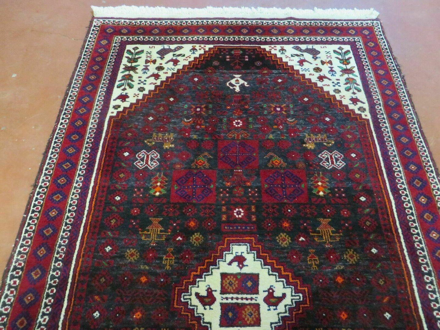 4' X 7' Vintage Handmade Indian Jaipur Rug Bird Carpet