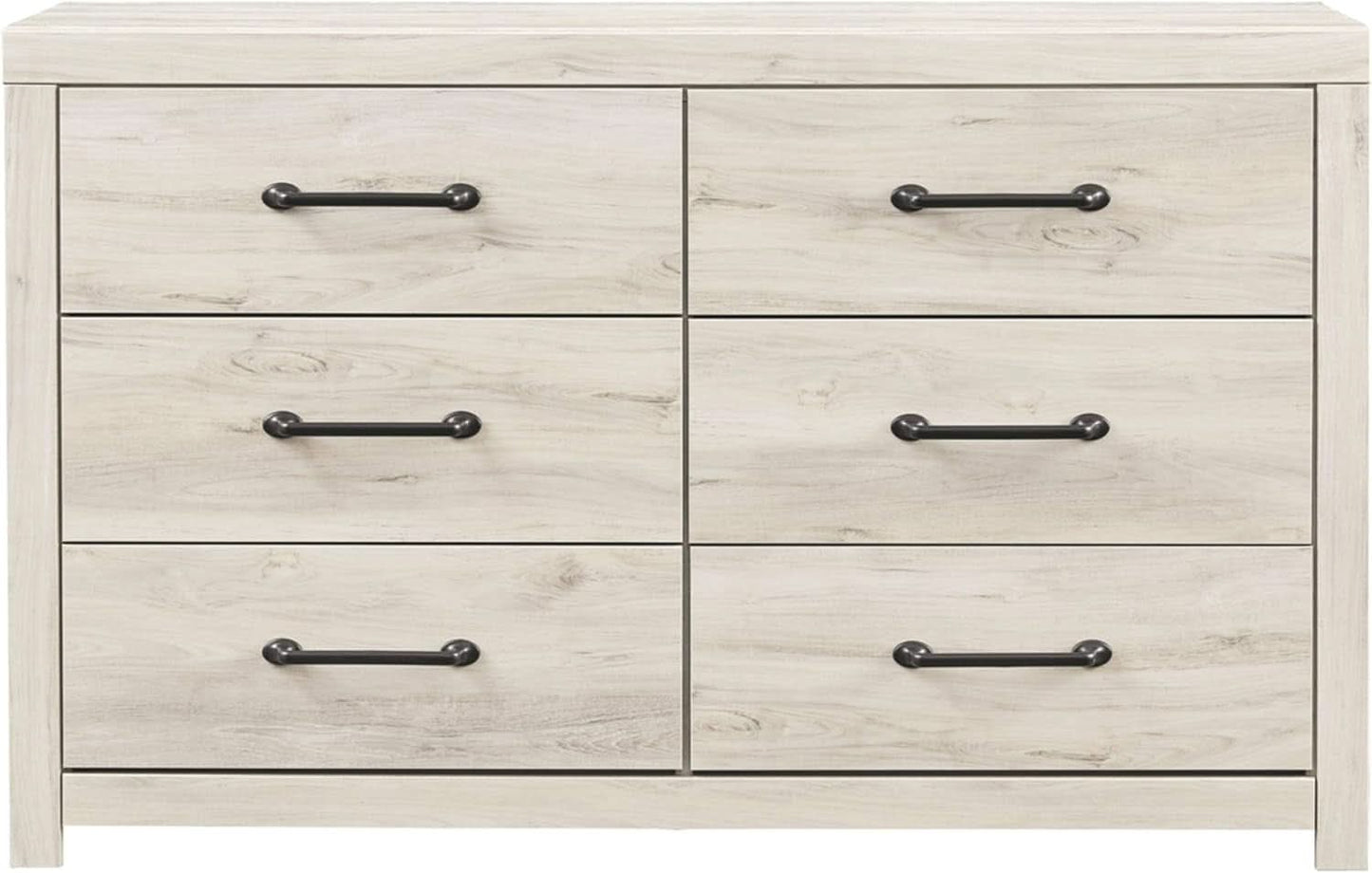Cambeck Farmhouse Industrial 6 Drawer Dresser Whitewash