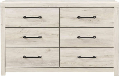 Cambeck Farmhouse Industrial 6 Drawer Dresser Whitewash