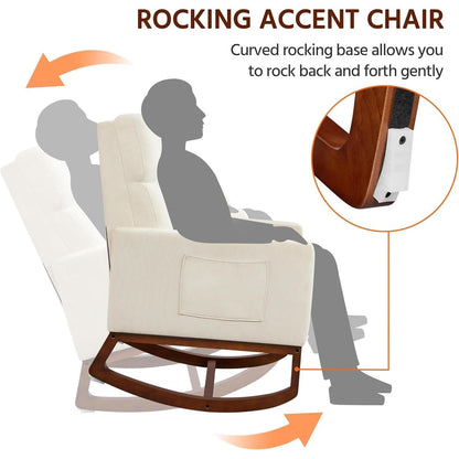 Rocking Recliner Chair With Side Pocket And Adjustable