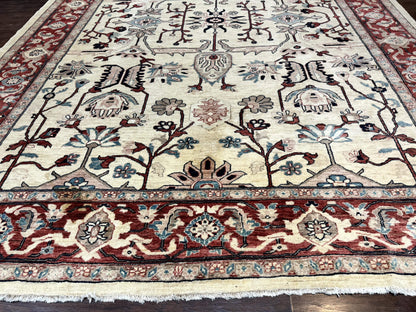 Peshawar Rug 10x14, Beige and Rust Red, Large Pak Persian Rug, Pakistani Rug