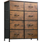 8 Drawer Fabric Storage Tower Rustic Brown For Bedroom