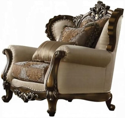 4 Piece Living Room Set Tan And Antique Oak Traditional
