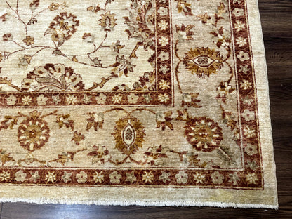 Pakistani Peshawar Rug 8x10, Pak Persian Traditional Oriental Carpet, Handmade, Wool, Allover Pattern