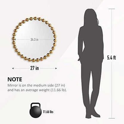 Round Wall Mirror With Gold Metal Frame 27 Inch Entryway
