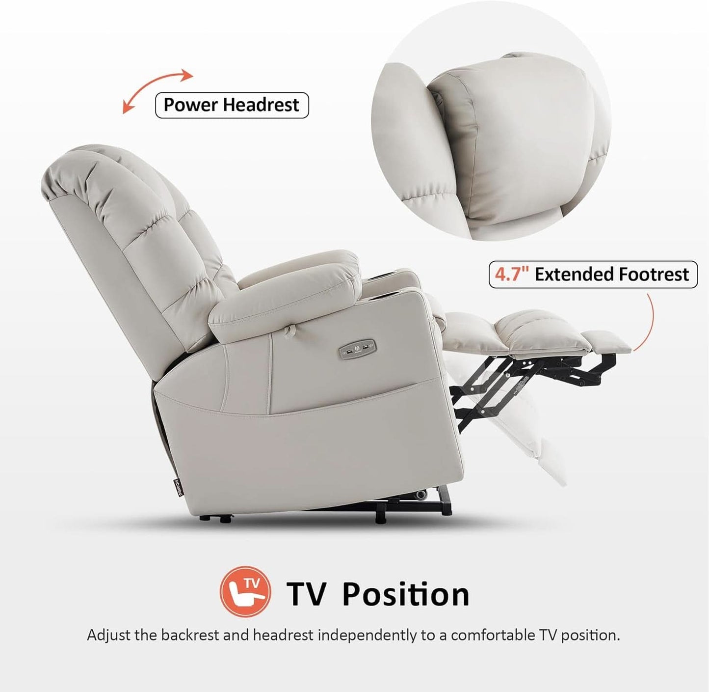Large Dual Motor Power Lift Recliner With Massage And Heat