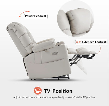 Large Dual Motor Power Lift Recliner With Massage And Heat