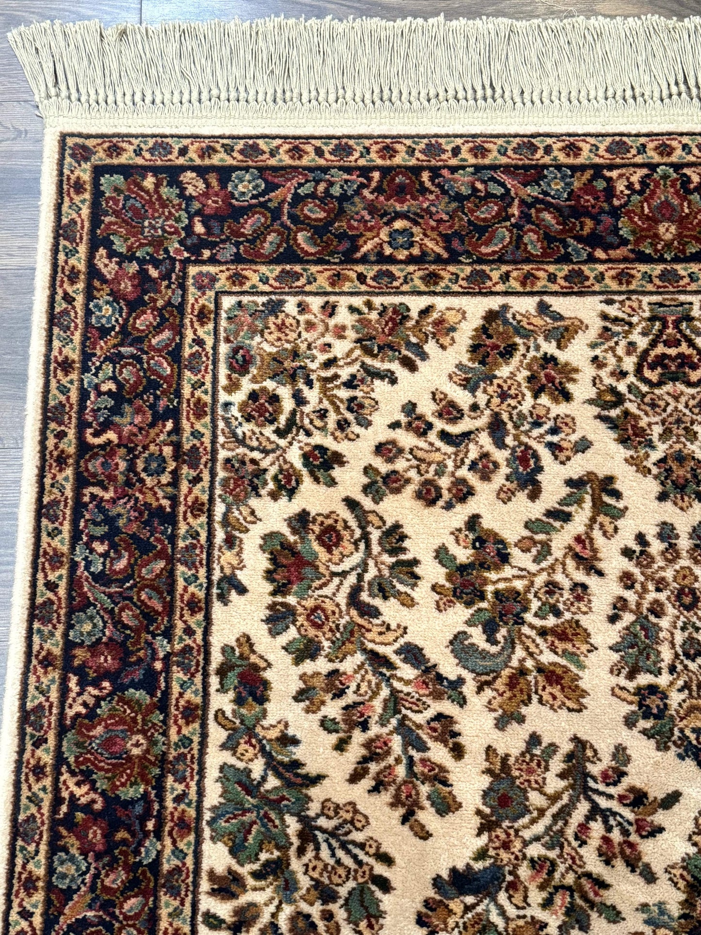 4x6 Karastan Rug Ivory Sarouk #760, Wool Vintage Original 700 Series