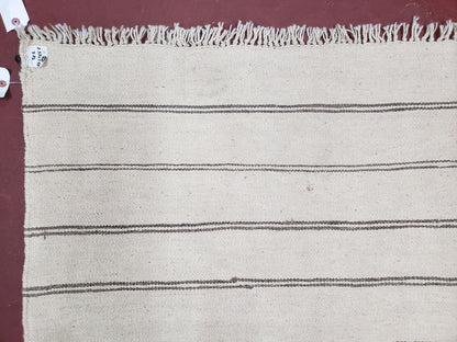 New Turkish Kilim Rug, Striped Area Rug, Southwestern Style, Off-white/Ivory Color, 5x8 Kilim Carpet, Hand-Knotted, Flatweave, Wool