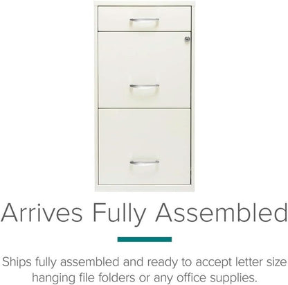 3 Drawer 27.32 Inch White Metal Filing Cabinet Lockable Preassembled For Legal And Letter Size